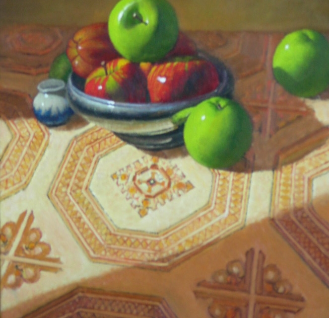 Persian rug with apples